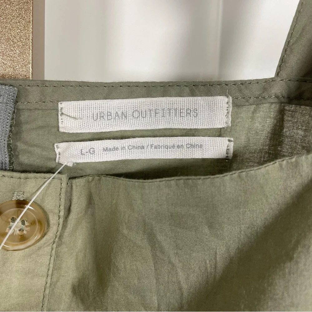 Urban Outfitters Olive Button-Front Cotton Romper - Picture 4 of 15